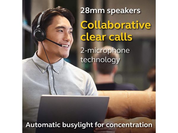 Jabra Evolve2 30 MS Wired Headset, USB-C, Mono, Black – Lightweight, Portable Telephone Headset with 2 Built-in Microphones – Work Headset with Superior Audio and Reliable Comfort - Image 3