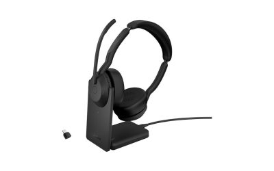Jabra Evolve2 55 UC Headset – Stereo – Wireless – Bluetooth – USB-C – 98.4 ft – 20 Hz – 20 kHz – On-ear – Binaural – Supra-aural – MEMS Technology, Noise Cancelling Microphone – 25599-989-889-01