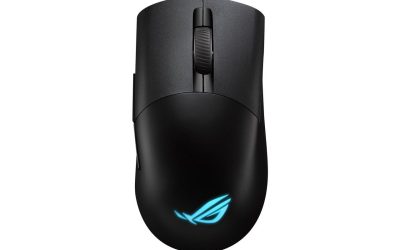 Asus ROG Keris Wireless AimPoint Gaming Mouse, Tri-mode connectivity (2.4GHz RF, Bluetooth, Wired), 36000 DPI sensor, 5 programmable buttons, ROG SpeedNova, Replaceable switches, Paracord cable, Black