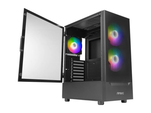 Antec NX Series NX410, 2 x 140mm & 1 x 120mm ARGB Fans Included, 360mm Radiator Support, Mesh Front Panel & Swing-Open Tempered Glass Side Panel ATX Mid-Tower Gaming Case - Image 3