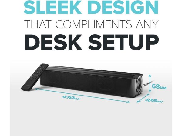 Creative Stage SE Under-Monitor Soundbar with USB Digital Audio and Bluetooth 5.3, Clear Dialog and Surround by Sound Blaster, Powered via Adapter - Image 3