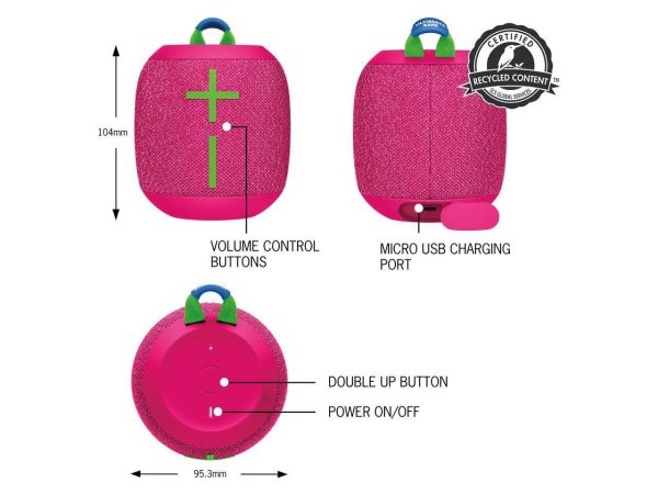 Ultimate Ears WONDERBOOM 3 Portable Wireless Bluetooth Speaker- Hyper Pink - Image 3