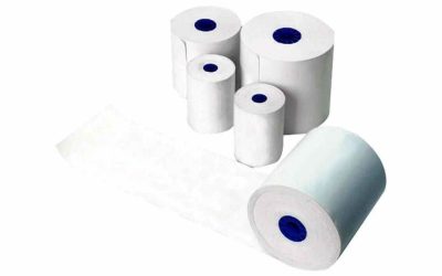 Star Micronics Linerless Label Paper for TSP654SK – 58mm Width, 170 ft Length, 6 Rolls/Case, Linerless Label, Blue Core