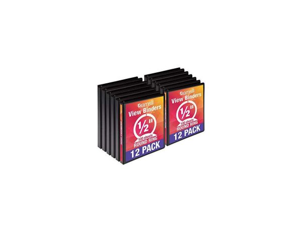 Samsill 1/2" 3-Ring View Binders Black 12/Pack (I08510C) - Image 4