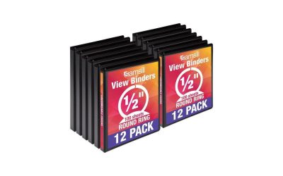 Samsill 1/2″ 3-Ring View Binders Black 12/Pack (I08510C)