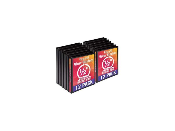 Samsill 1/2" 3-Ring View Binders Black 12/Pack (I08510C) - Image 3