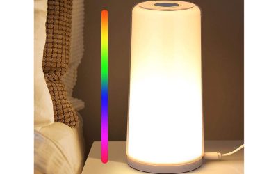 Albrillo Table Lamp – Touch Sensor Bedside Lamp, Dimmable Warm White Touch Lamp and RGB Color Changing Nightstand Light for Bedroom, Baby Kids Room, Living Room, Office