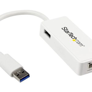 StarTech USB31000SPTW USB 3.0 to Gigabit Ethernet Adapter NIC w/ USB Port - White