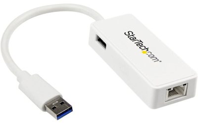 StarTech USB31000SPTW USB 3.0 to Gigabit Ethernet Adapter NIC w/ USB Port – White