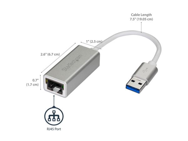 StarTech.com USB 3.0 to Gigabit Network Adapter - Silver - Sleek Aluminum Design Ideal for MacBook, Chromebook or Tablet - Image 2