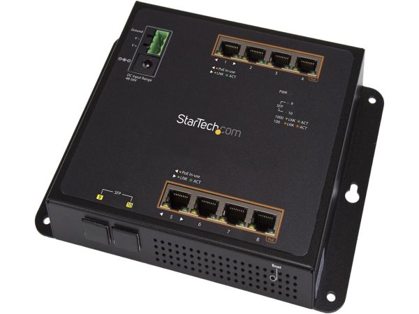 StarTech IES101GP2SFW StarTech.com Gigabit Ethernet Switch - 8 Port PoE+ plus 2 SFP Ports - Industrial - Gigabit Switch - Managed Switch