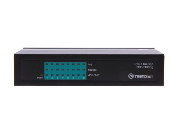 TRENDnet 8-Port Gigabit PoE+ Switch, 8 x Gigabit PoE+ Ports, 123W PoE Power Budget, 16 Gbps Switching Capacity, Desktop Switch, Ethernet Network Switch, Metal, Black, TPE-TG80G - Image 2