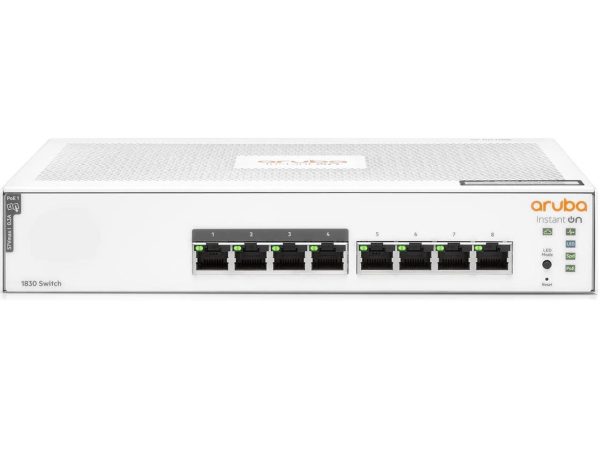 Aruba Instant On 1830 8-Port Gb | 4-Port Class 4 PoE Smart Switch (65W) - 8X 1G |Fanless | US Cord (JL811A#ABA)