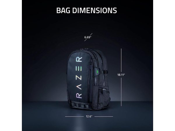 Razer Rogue v3 16" Gaming Laptop Backpack: Travel Carry On Computer Bag - Tear and Water Resistant - Mesh Side Pocket - Fits 16 inch Notebook - Black - Image 2