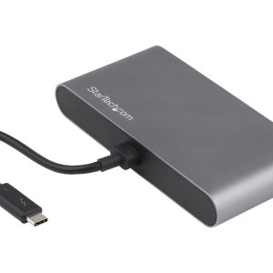 Thunderbolt 3 Mini Dock - Portable Dual Monitor TB3 Docking Station with DisplayPort 4K 60Hz - 1x USB-A (3.2) & GbE - 11" Attached Cable - Laptop Multiport Adapter - Mac/Windows (TB3DKM2DPL)