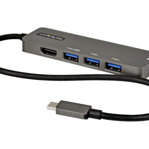 USB C Multiport Adapter, USB-C to HDMI 2.0b 4K 60Hz (HDR10), 100W Power Delivery Pass-Through, 4-Port 5Gbps USB 3.0 Hub, USB Type-C Mini Dock, with 12" (30cm) Attached Cable - Thunderbolt 3 Compatible