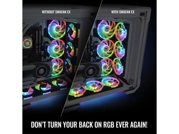 Thermaltake SWAFAN EX 12 ARGB PC Cooling Fan, 3-Fan pcak, 500 ~ 2000 RPM, Magnetic Connection, Reversable Blades, sync with MB RGB software, CL-F167-PL12SW-A - Image 4
