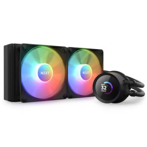 NZXT Kraken RGB 240mm - RL-KR240-B1 - AIO RGB CPU Liquid Cooler - LCD Display - 2 x F120RGB Core Fans Radiator Fans Black LGA 1700 / AM5 Compatible