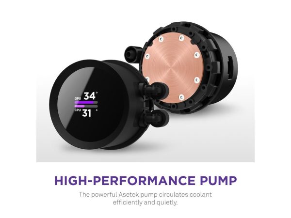 NZXT Kraken RGB 240mm - RL-KR240-B1 - AIO RGB CPU Liquid Cooler - LCD Display - 2 x F120RGB Core Fans Radiator Fans Black LGA 1700 / AM5 Compatible - Image 3
