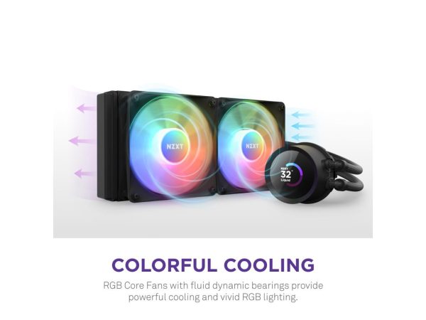 NZXT Kraken RGB 240mm - RL-KR240-B1 - AIO RGB CPU Liquid Cooler - LCD Display - 2 x F120RGB Core Fans Radiator Fans Black LGA 1700 / AM5 Compatible - Image 4