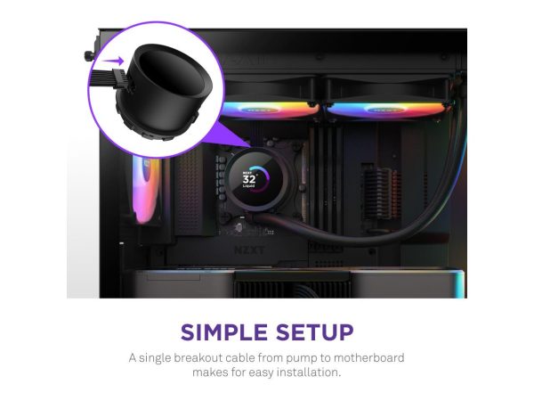 NZXT Kraken RGB 240mm - RL-KR240-B1 - AIO RGB CPU Liquid Cooler - LCD Display - 2 x F120RGB Core Fans Radiator Fans Black LGA 1700 / AM5 Compatible - Image 5