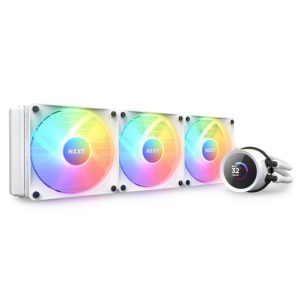 NZXT Kraken RGB 360mm - RL-KR360-W1- AIO RGB CPU Liquid Cooler - LCD Display - 3 x F120RGB Core Fans Radiator Fans White LGA 1700 / AM5 Compatible