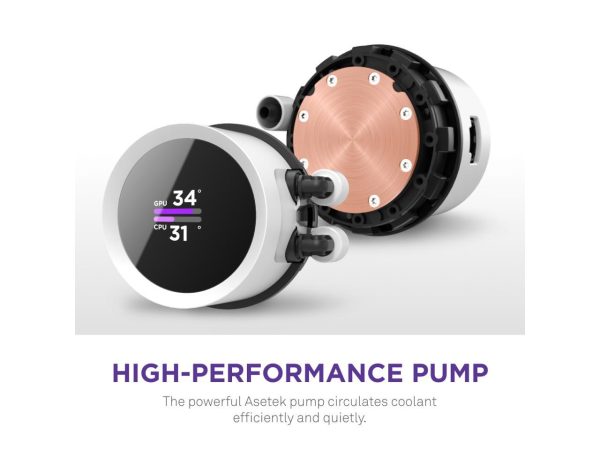 NZXT Kraken RGB 360mm - RL-KR360-W1- AIO RGB CPU Liquid Cooler - LCD Display - 3 x F120RGB Core Fans Radiator Fans White LGA 1700 / AM5 Compatible - Image 4