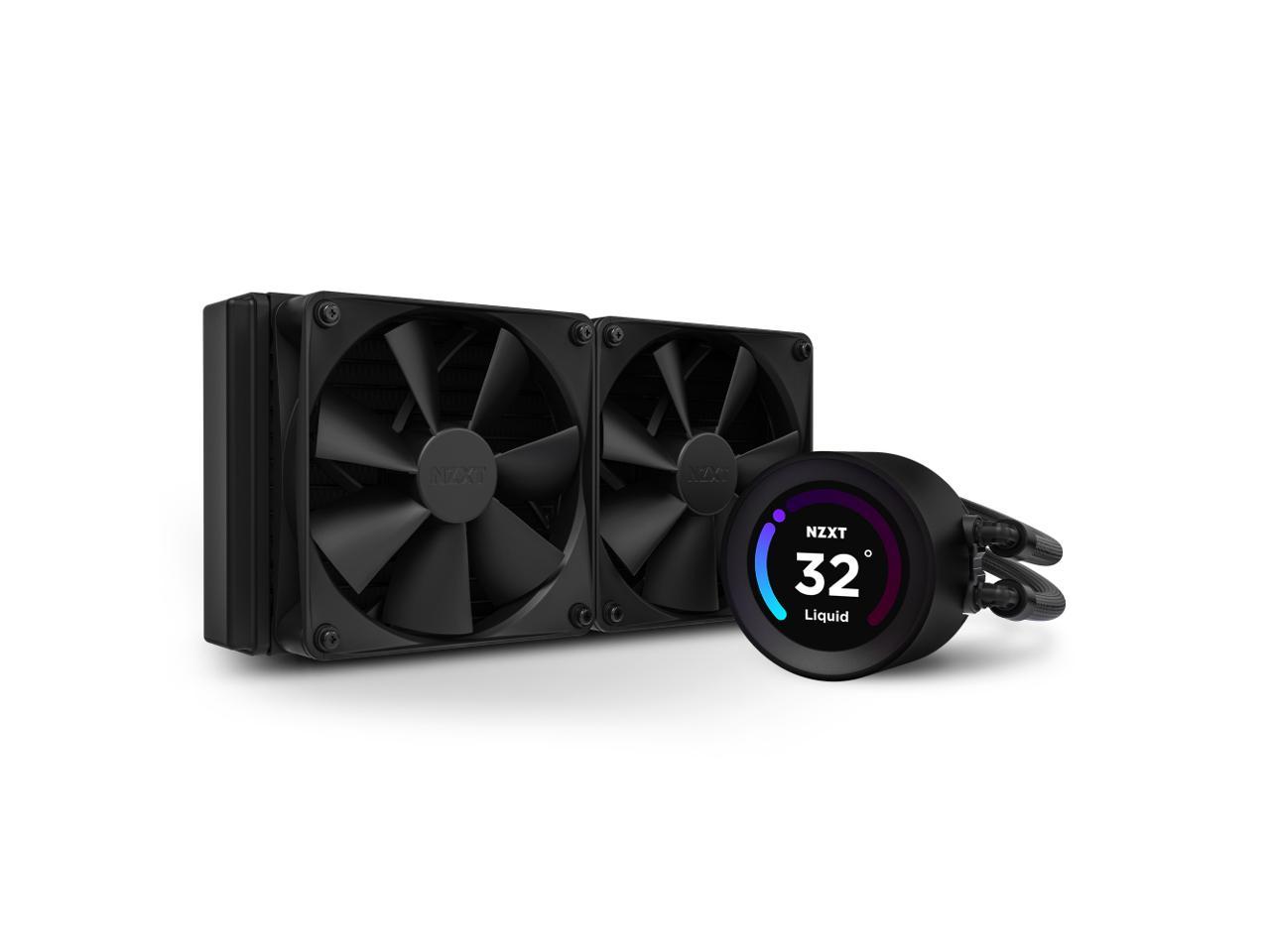 NZXT Kraken Elite 240mm - RL-KN24E-B1 β AIO CPU Liquid Cooler β Customizable LCD Display - 2 x F120P Static Pressure Fan Radiator Fans LGA 1700 / AM5 Compatible