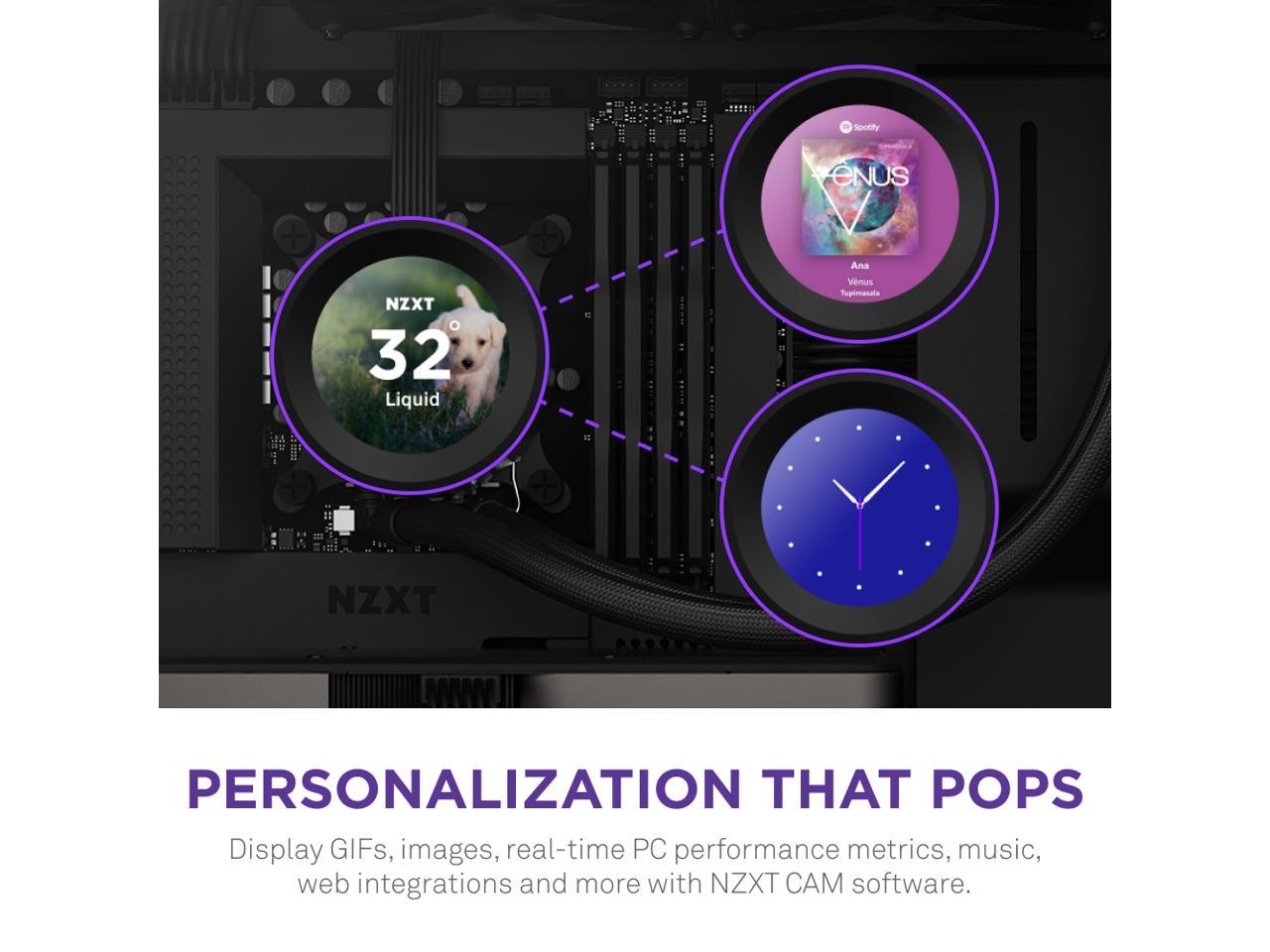 NZXT Kraken Elite 240mm - RL-KN24E-B1 β AIO CPU Liquid Cooler β Customizable LCD Display - 2 x F120P Static Pressure Fan Radiator Fans LGA 1700 / AM5 Compatible - Image 2