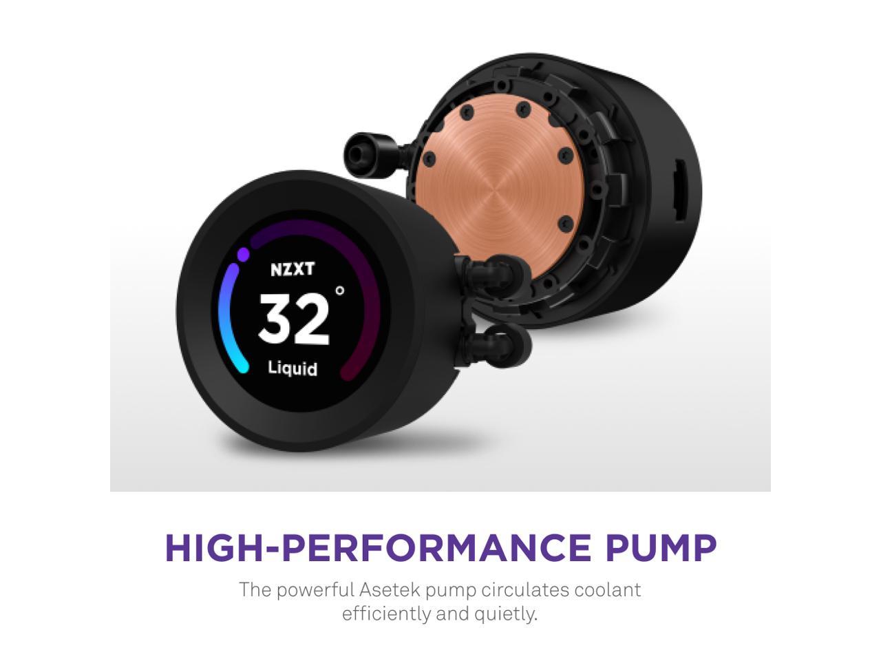 NZXT Kraken Elite 240mm - RL-KN24E-B1 β AIO CPU Liquid Cooler β Customizable LCD Display - 2 x F120P Static Pressure Fan Radiator Fans LGA 1700 / AM5 Compatible - Image 4