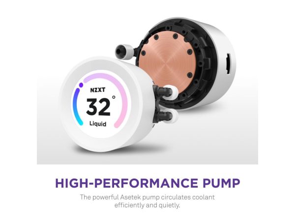 NZXT Kraken Elite RGB 360mm - RL-KR36E-W1 – RGB AIO CPU Liquid Cooler – Customizable LCD Display - 3 x F120RGB Core Fans Radiator Fans White LGA 1700 / AM5 Compatible - Image 4