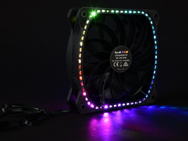 Enermax SquA 120mm Dual Light Loop RGB LED PWN Case Fan, Addressable RGB Sync Via Motherboard, Plug & Play - Single Pack - Black, UCSQARGB12P-SG - Image 3