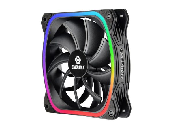 Enermax SquA 120mm Dual Light Loop RGB LED PWN Case Fan, Addressable RGB Sync Via Motherboard, Plug & Play - Single Pack - Black, UCSQARGB12P-SG - Image 2