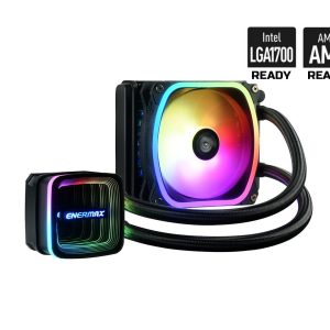 Enermax AQUAFUSION ADV 120 ARGB AIO CPU Liquid Cooler, Infinity Mirror RGB Pump, 120mm Radiator, SquaA ADV RGB PWM Fan, 300W TDP, 500 – 2000 RPM, Dual-Chamber Water Block, AM4 / LGA 1200/1151 - AMD AM5 & Intel LGA1700 Ready