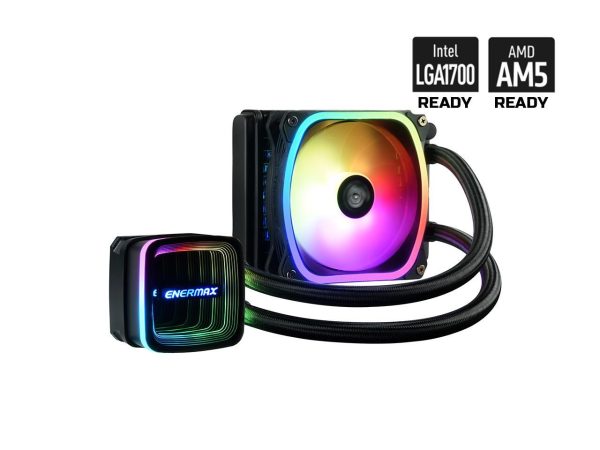 Enermax AQUAFUSION ADV 120 ARGB AIO CPU Liquid Cooler, Infinity Mirror RGB Pump, 120mm Radiator, SquaA ADV RGB PWM Fan, 300W TDP, 500 – 2000 RPM, Dual-Chamber Water Block, AM4 / LGA 1200/1151 - AMD AM5 & Intel LGA1700 Ready