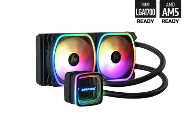 Enermax AQUAFUSION ADV 240 ARGB AIO CPU Liquid Cooler, Infinity Mirror RGB Pump, 240mm Radiator, Dual 120mm SquaA ADV RGB PWM Fans, 360W TDP, 500 – 2000 RPM, Dual-Chamber Water Block, AM4 / LGA 1200/1151 – AMD AM5 & Intel LGA1700 Ready