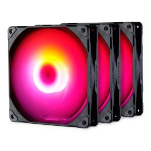 Phanteks M25-140 D-RGB fan, High-Airflow radiator performance, PWM control up to 1800RPM, ARGB/DRGB lighting, Daisy-Chain cable, Black ,3 Pack