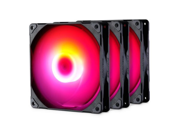 Phanteks M25-140 D-RGB fan, High-Airflow radiator performance, PWM control up to 1800RPM, ARGB/DRGB lighting, Daisy-Chain cable, Black ,3 Pack