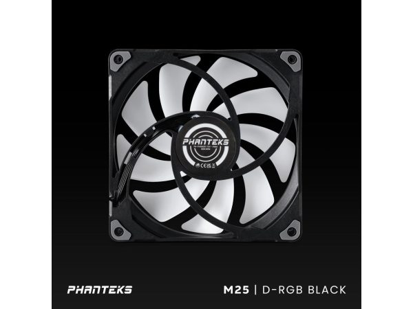 Phanteks M25-140 D-RGB fan, High-Airflow radiator performance, PWM control up to 1800RPM, ARGB/DRGB lighting, Daisy-Chain cable, Black ,3 Pack - Image 4