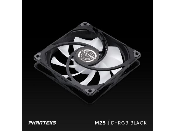 Phanteks M25-140 D-RGB fan, High-Airflow radiator performance, PWM control up to 1800RPM, ARGB/DRGB lighting, Daisy-Chain cable, Black ,3 Pack - Image 5