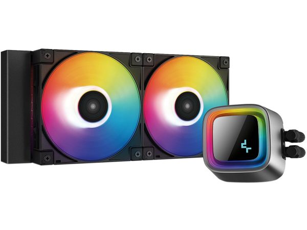DeepCool LS520 High-Performance Liquid CPU Cooler, 240mm Radiator, 120mm A-RGB PWM Fan with Auto-RGB Function, Infinity Mirror Cap Design, Customizable Logo Plate, 5V A-RGB Software Control
