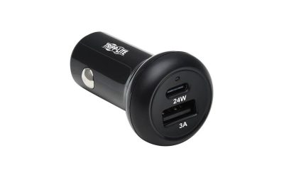 TRIPP LITE U280-C02-24W-1B USB CAR CHARGER DUAL-PORT 24W CHARGING USB C USB-A QC 3.0 BLACK