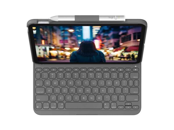 Logitech Slim Folio Protective Bluetooth Keyboard Case for Apple iPad 10.9" 10th Gen, Oxford Gray - Image 3