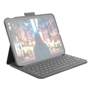 Logitech Slim Folio Protective Bluetooth Keyboard Case for Apple iPad 10.9" 10th Gen, Oxford Gray