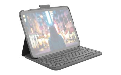 Logitech Slim Folio Protective Bluetooth Keyboard Case for Apple iPad 10.9″ 10th Gen, Oxford Gray