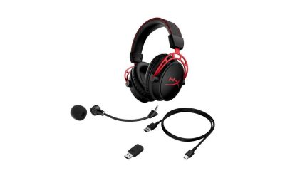 HyperX Cloud Alpha Wireless Gaming Headset (Black-Red) – Stereo – USB 2.0 – Wireless – 65.6 ft – 62 Ohm – 15 Hz – 21 kHz – Over-the-ear – Binaural – Circumaural – Bi-directional, Noise Cancelling, Ele
