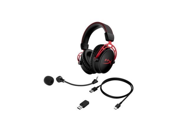 HyperX Cloud Alpha Wireless Gaming Headset (Black-Red) - Stereo - USB 2.0 - Wireless - 65.6 ft - 62 Ohm - 15 Hz - 21 kHz - Over-the-ear - Binaural - Circumaural - Bi-directional, Noise Cancelling, Ele