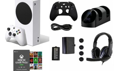 Microsoft Xbox Series S All-Digital 512 GB Console White (Disc-Free Gaming), One Xbox Wireless Controller, 1440p Resolution, Up to 120FPS. Bundle with GameFitz 10 in 1 Accessories Kit,and Game Pass.