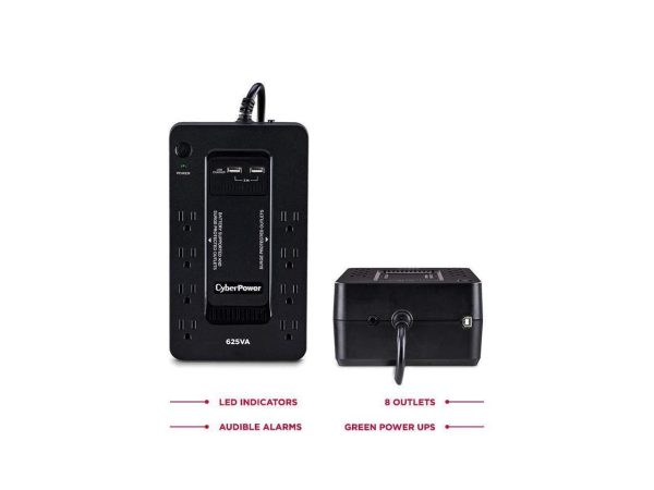CyberPower ST625U Standby UPS System, 625 VA / 360 Watts, 8 Outlets, 2 USB Charging Ports, Compact - Image 4
