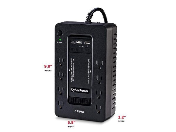 CyberPower ST625U Standby UPS System, 625 VA / 360 Watts, 8 Outlets, 2 USB Charging Ports, Compact - Image 5